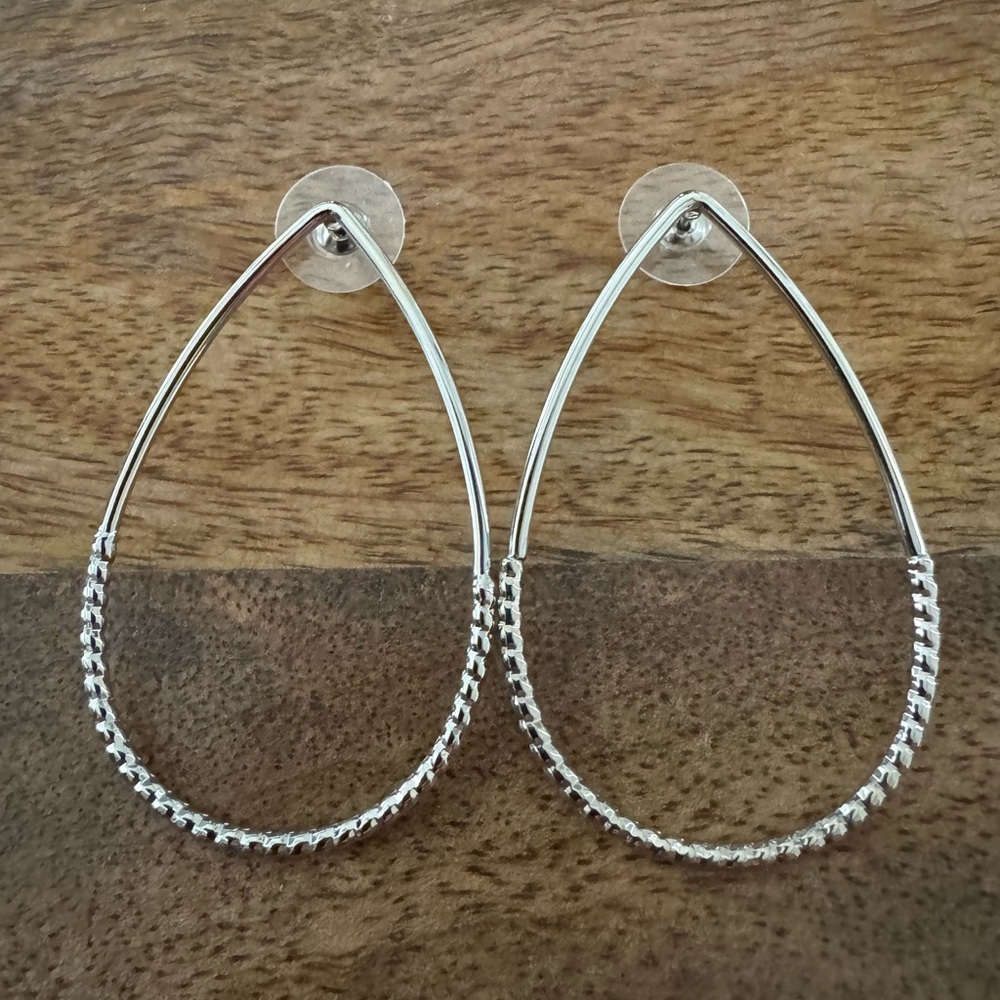 (Park Lane) Silver oblong earrings